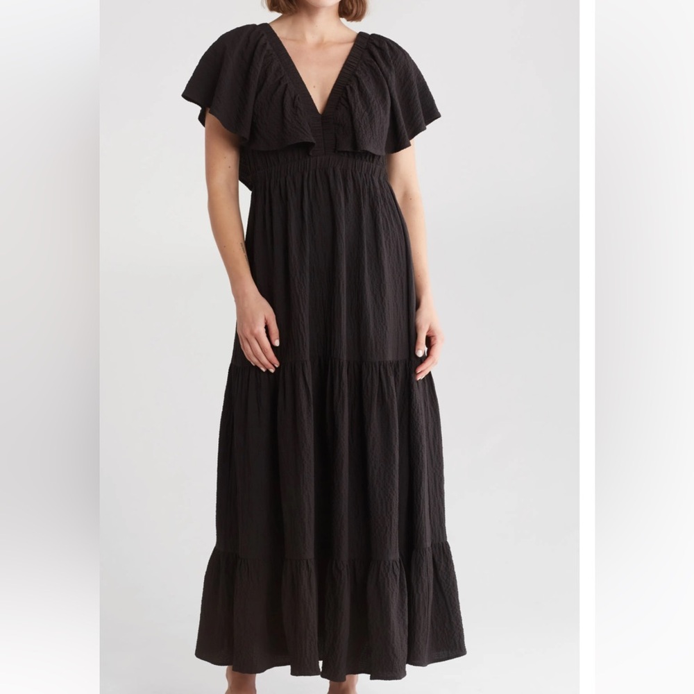 Mila Mae Flutter Sleeve Tiered Maxi Dress